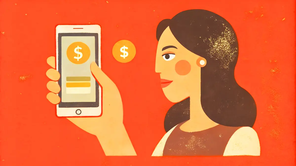 Woman shopping online make internet banking payment via mobile app pop art Genera