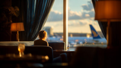 Christmas travel concept with phone