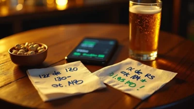 Comparação das parcelas de Pix mais caras e mais baratas em guardanapos de bar